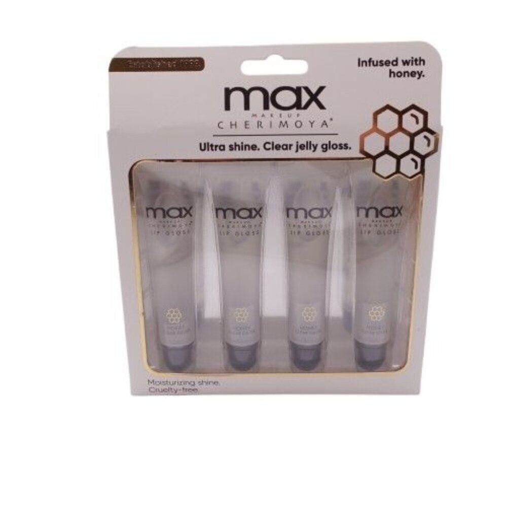 NEW Max Make Up Cherimoya Box of 4 Ultra Shine Clear Jelly Gloss